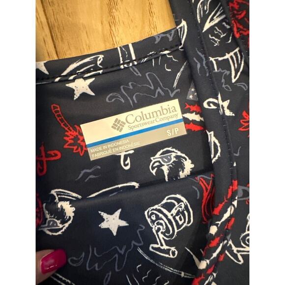 Columbia PFG Moisture Wcking Dress,Patriotic/Fishing Print Womens Small Stretchy - Picture 4 of 7